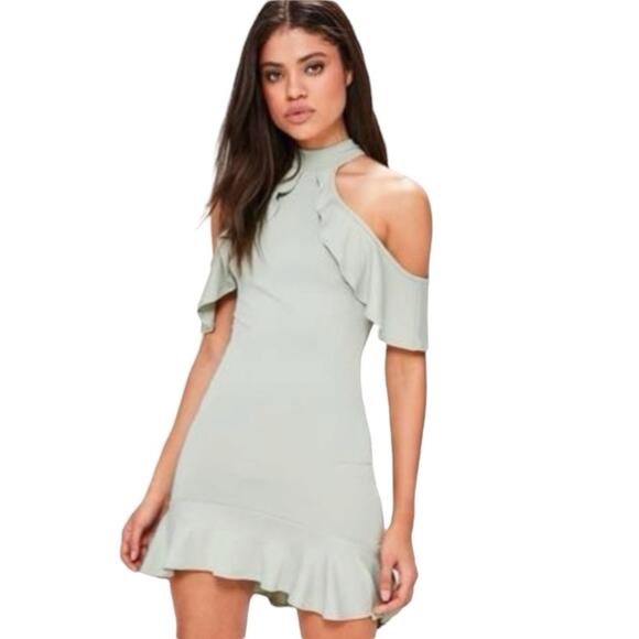 Missguided Slinky High Neck Cold Shoulder Dress Sz 6 - Picture 1 of 14